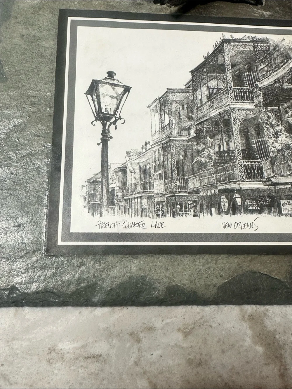 Framed Black & White New Orleans Architectural Slate Wall Art by Don Davey.